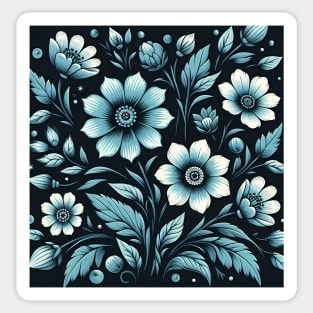 Blue Floral Illustration Sticker